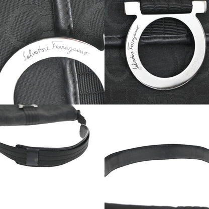 Salvatore Ferragamo Gancini Shoulder Bag Canvas, Black, Canvas, Shoulder Bag