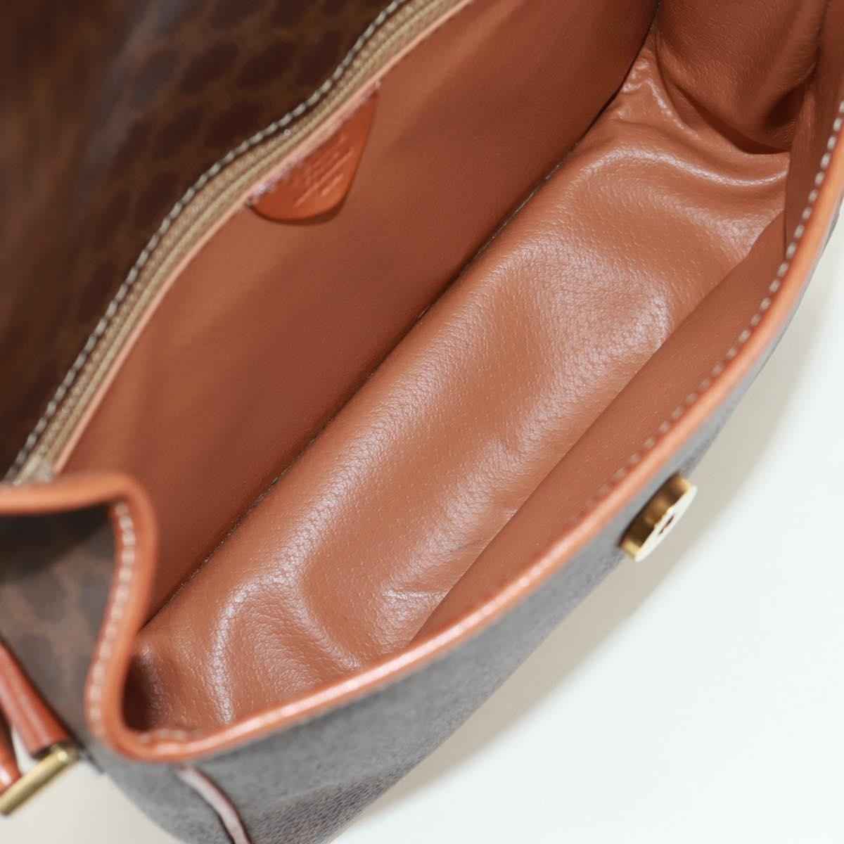 Celine Vintage Macadam Circle Logo Shoulder Bag Canvas and Leather, BROWN, CANVAS, Shoulder bag