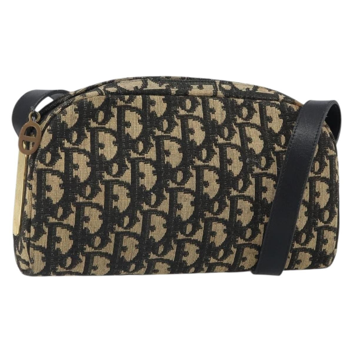 Christian Dior Vintage Trotter Shoulder Bag Canvas, NAVY, CANVAS, Shoulder bag
