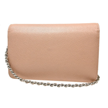 Chanel Logo Wallet on Chain Leather, Pink, Calfskin, Crossbody Bag