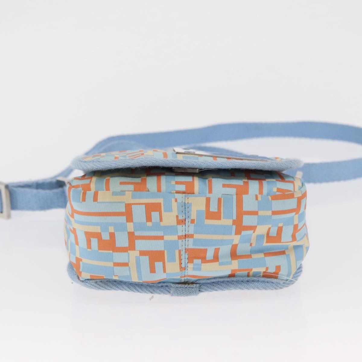 Fendi Logo Zucca Shoulder Bag Zucca, BLUE, CANVAS, Shoulder bag