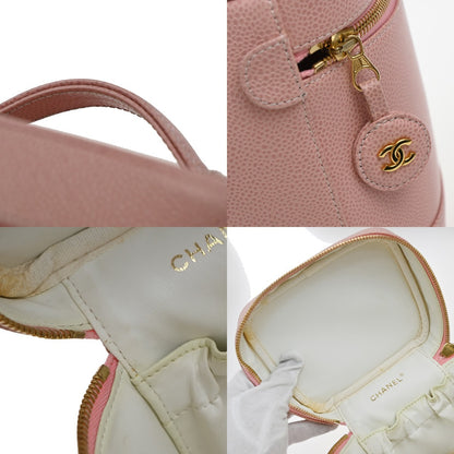 Chanel Vintage Timeless Cosmetic Case Caviar, PINK, LEATHER, Handbag