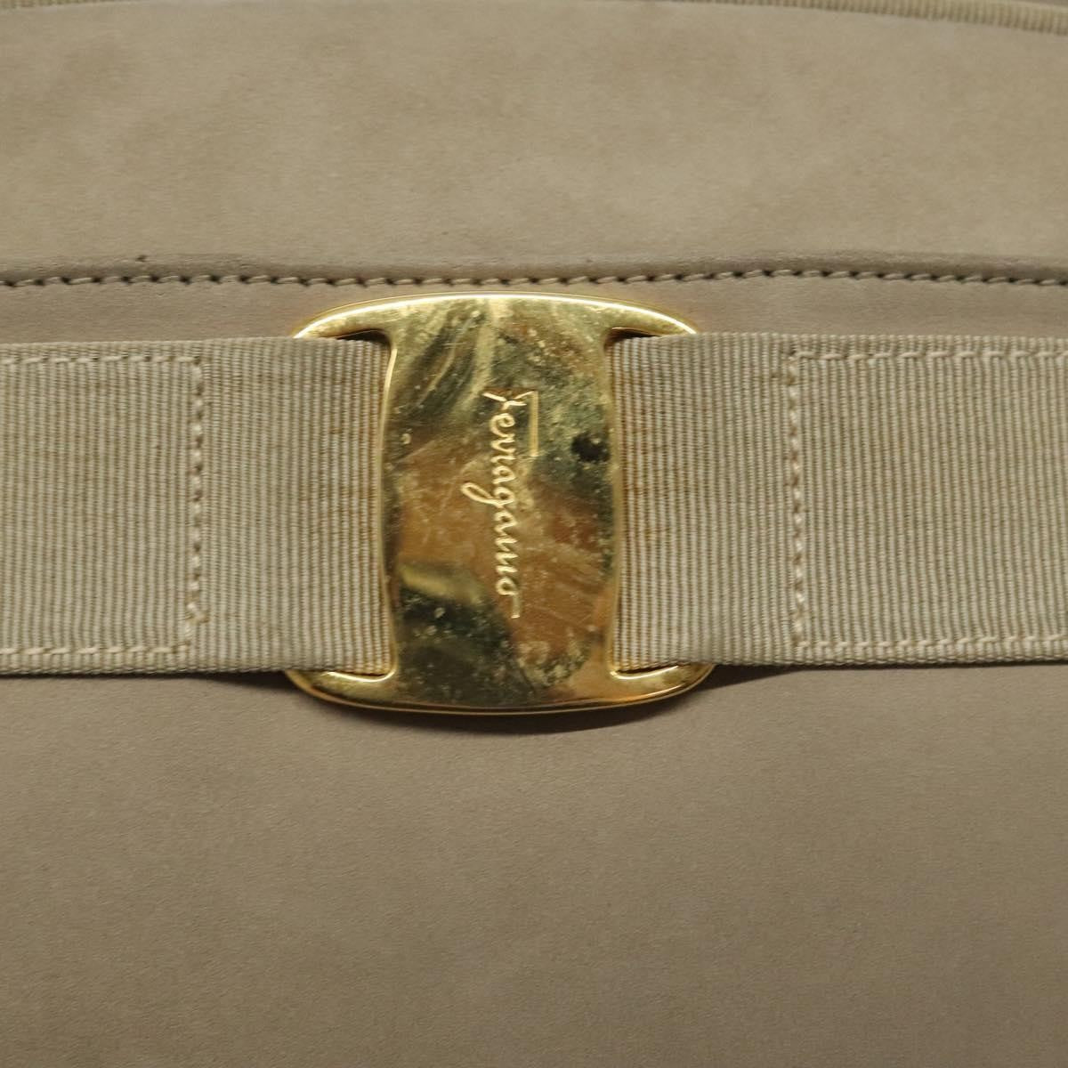 Salvatore Ferragamo Vala Shoulder Bag Suede, BEIGE, SUEDE, Shoulder bag