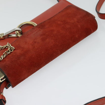 Chloe Faye Crossbody Leather and Suede, RED, SUEDE, Shoulder bag