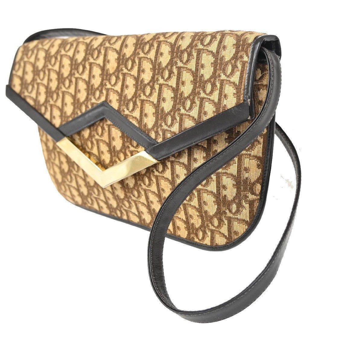 Christian Dior Vintage Trotter Shoulder Bag Canvas, BROWN, CANVAS, Shoulder bag