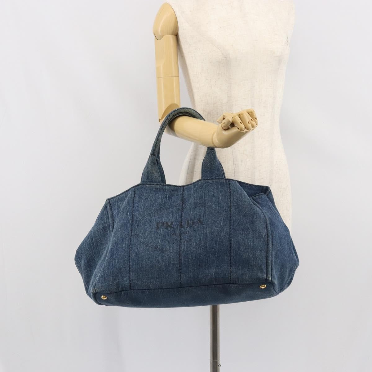 Prada Canapa Open Tote Denim, BLUE, CANVAS, Tote bag