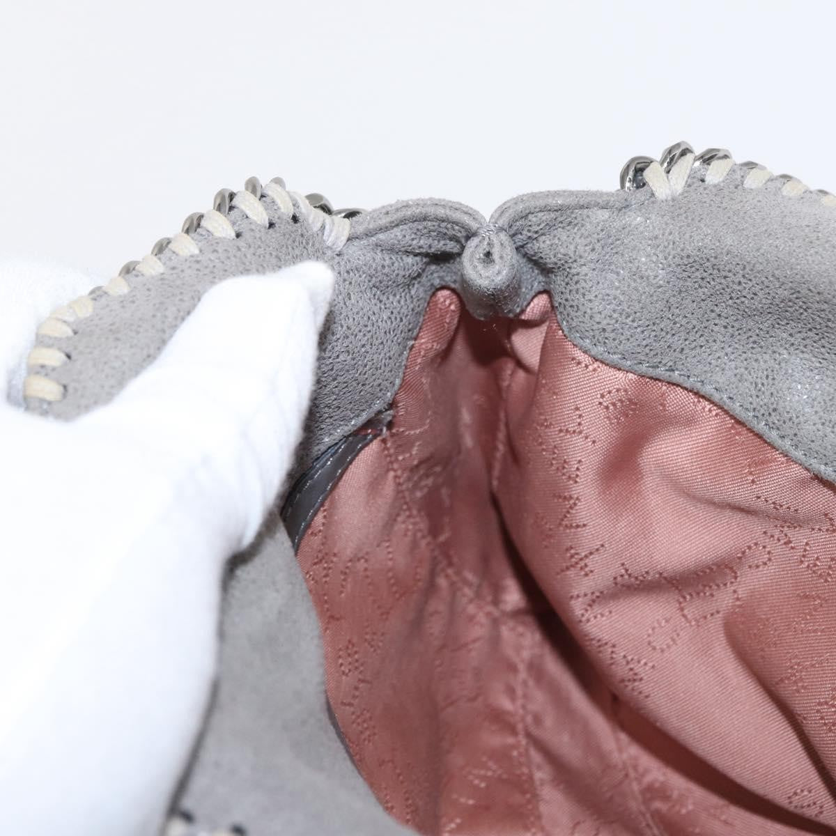 Stella McCartney Falabella Fold Over Crossbody Bag Shaggy Deer, GRAY, POLYESTER, Shoulder bag