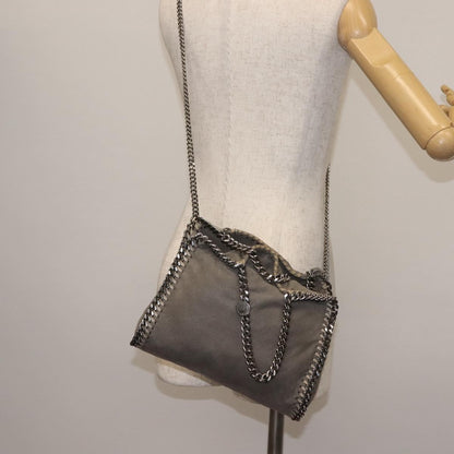 Stella McCartney Falabella Fold Over Crossbody Bag Suede, GRAY, SUEDE, Shoulder bag