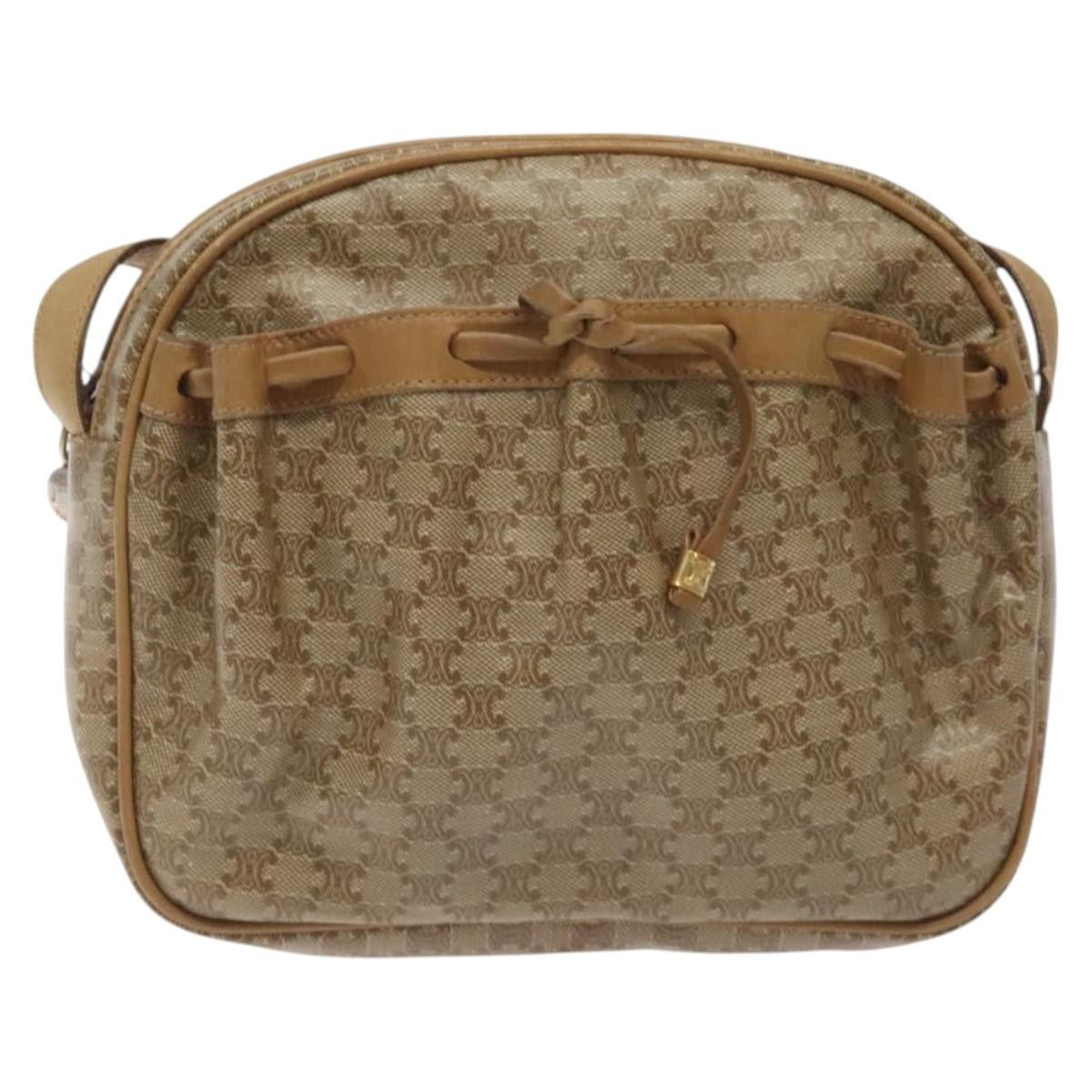 Celine Vintage Macadam Shoulder Bag Macadam Canva  Vinyl, BEIGE, PVC, Shoulder bag