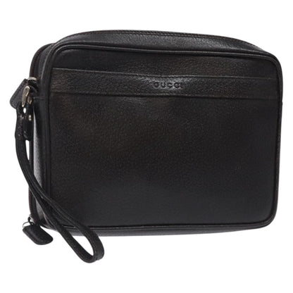 Gucci Zipped Pouch Leather, BROWN, LEATHER, Clutche & pouche