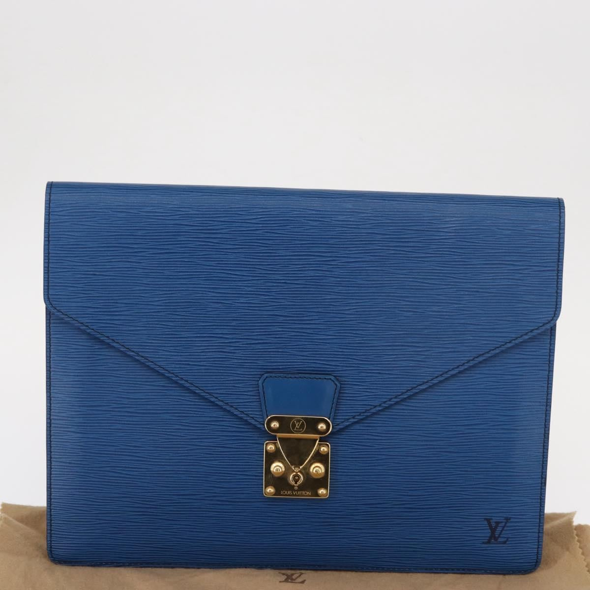 Louis Vuitton Porte-Documents Senateur Bag Epi Leather, BLUE, LEATHER, Clutche & pouche