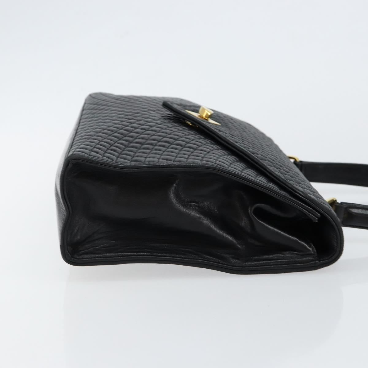 Bally Vintage Flap Handbag Quilted Leather, Black, Leather, Handbag