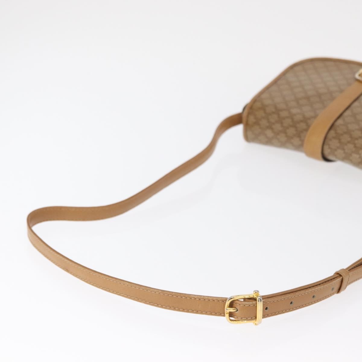 Celine Vintage Macadam Shoulder Bag Canvas and Leather, BEIGE, CANVAS, Shoulder bag