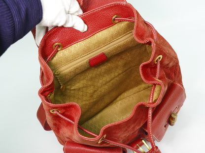 Gucci Vintage Bamboo Backpack Suede, PINK, SUEDE, Backpack