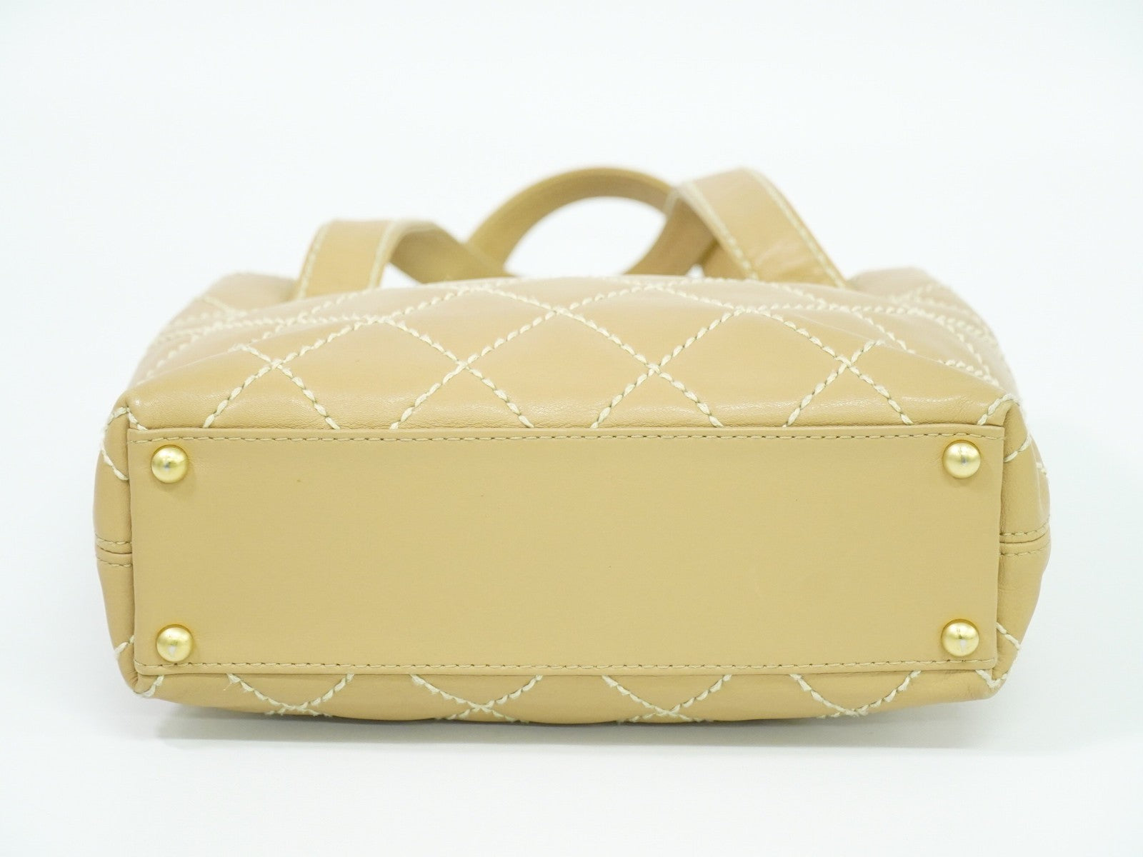 Chanel Surpique Tote Quilted Leather, BEIGE, LEATHER, Tote bag