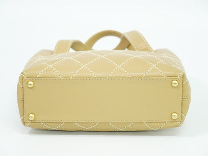 Chanel Surpique Tote Quilted Leather, BEIGE, LEATHER, Tote bag