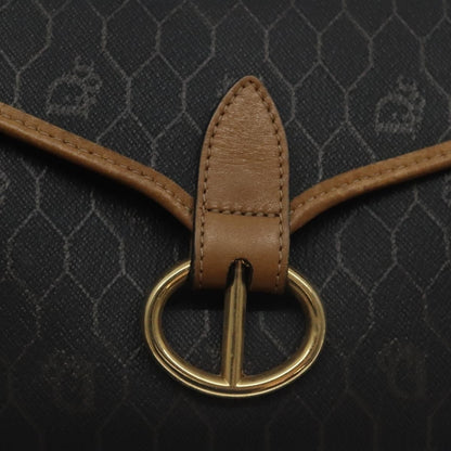 Christian Dior Vintage Honeycomb Flap Crossbody Bag Coated Canvas, BLACK, CANVAS, Crossbody bag