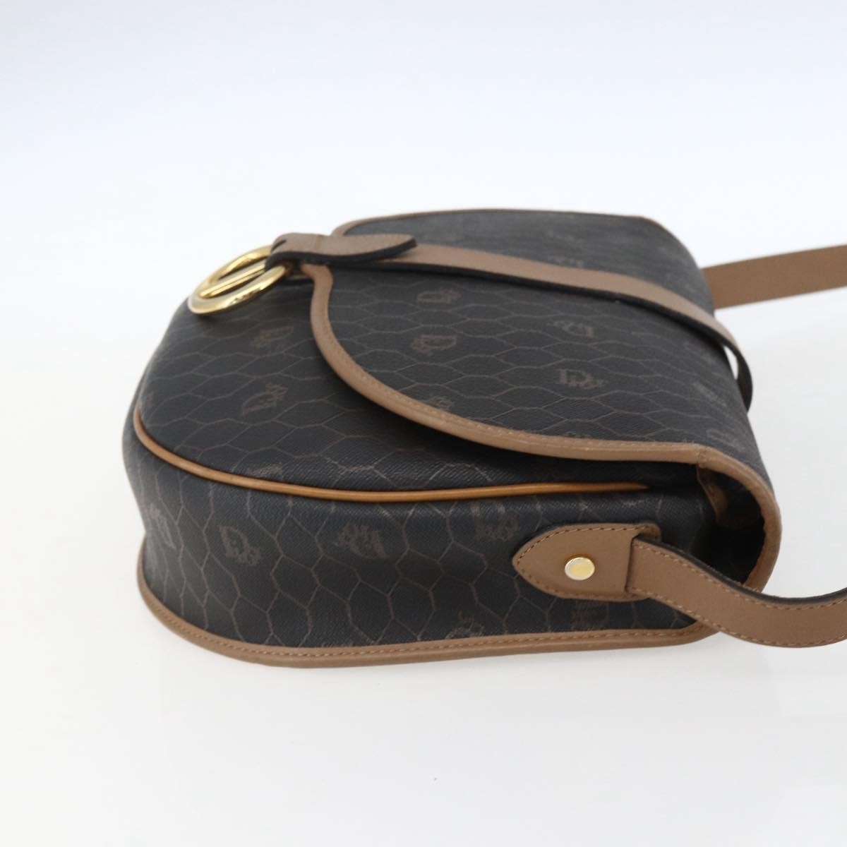 Christian Dior Vintage Honeycomb Shoulder Bag Canvas and Leather, BLACK, CANVAS, Shoulder bag