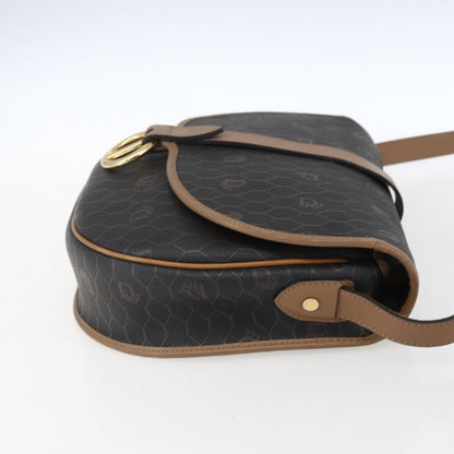 Christian Dior Vintage Honeycomb Shoulder Bag Canvas and Leather, BLACK, CANVAS, Shoulder bag