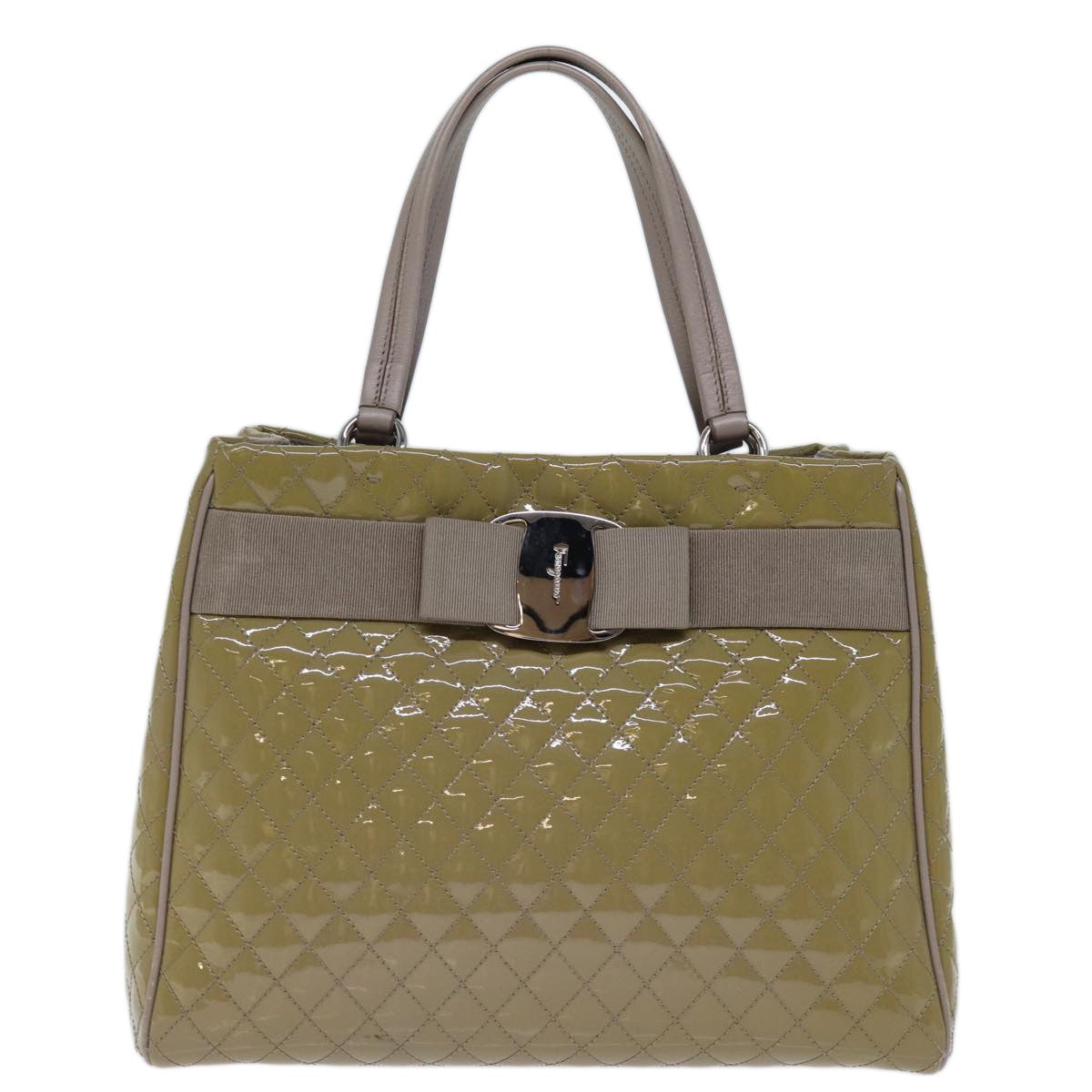 Salvatore Ferragamo Vala Handbag Patent leather, BEIGE, PATENT_LEATHER, Handbag