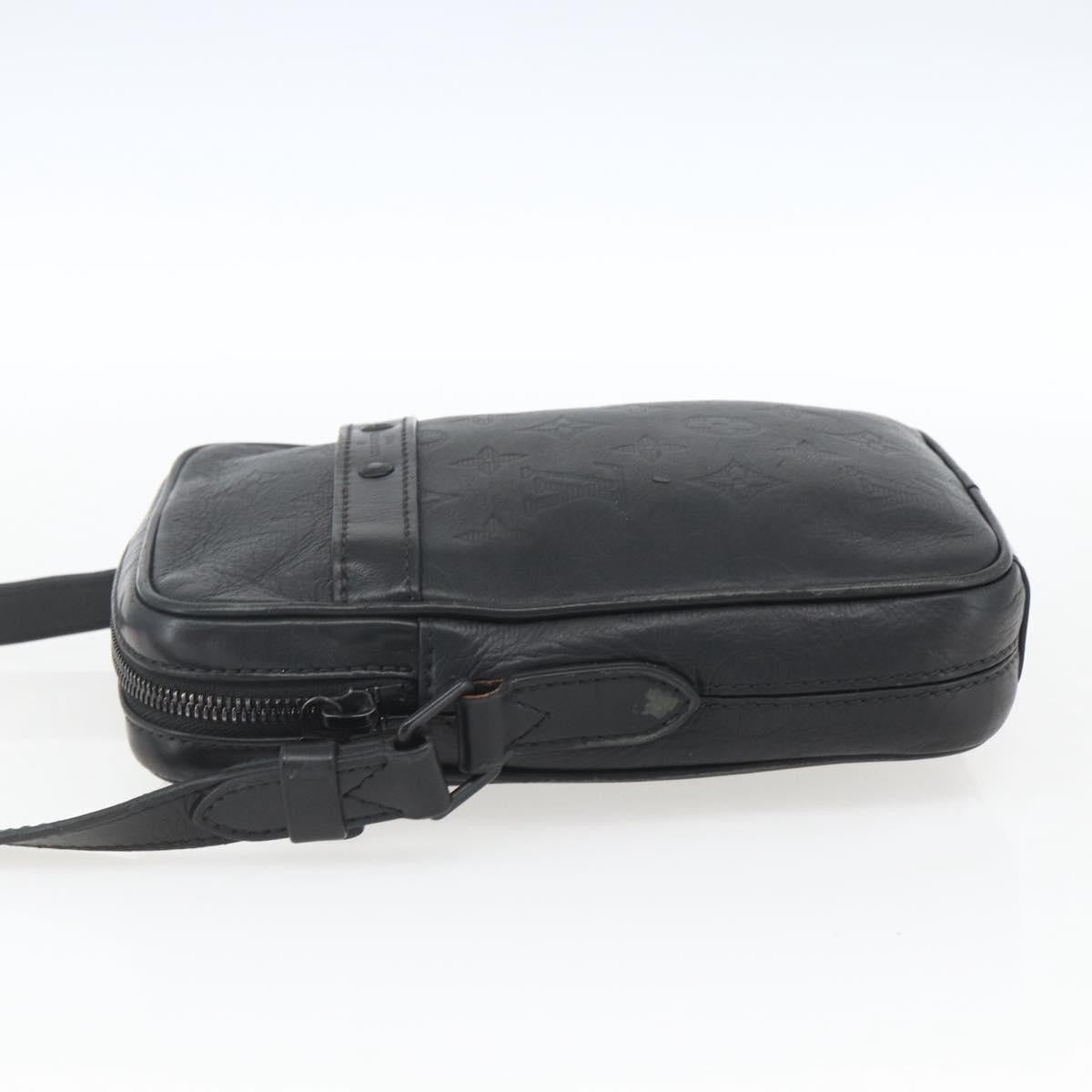 Louis Vuitton Danube Handbag Monogram Shadow Leather, BLACK, LEATHER, Shoulder bag