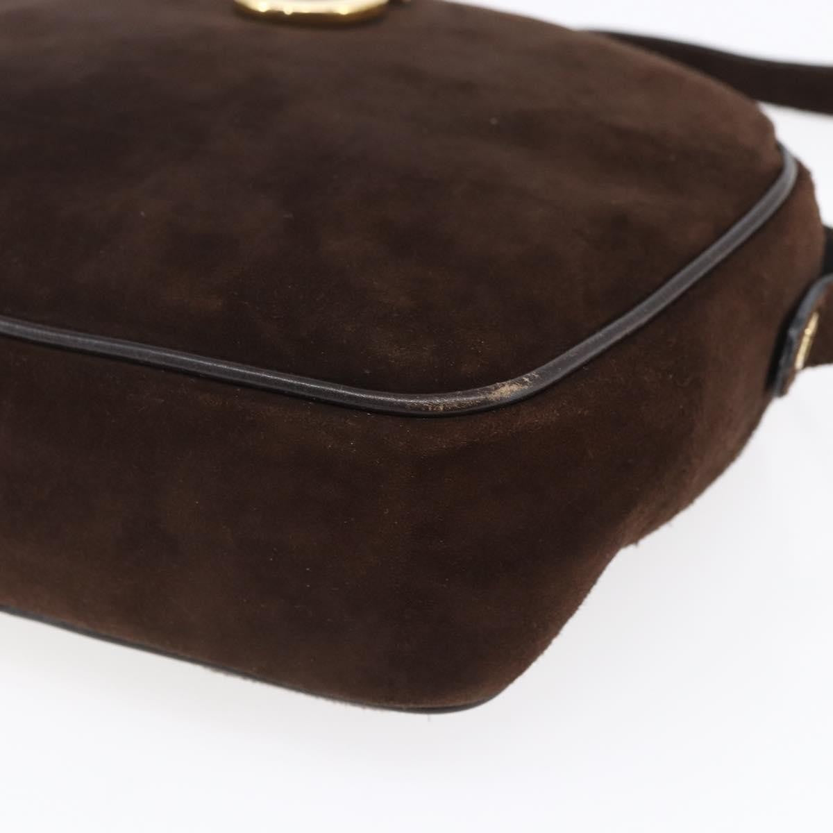 Salvatore Ferragamo Gancini Shoulder Bag Suede, BROWN, SUEDE, Shoulder bag