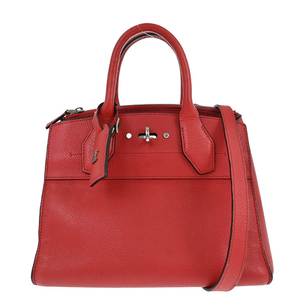 Louis Vuitton City Steamer Handbag Leather, Red, Leather, Tote Bag