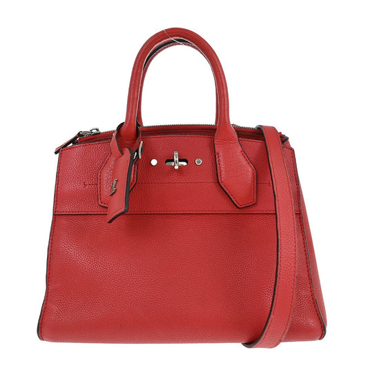 Louis Vuitton City Steamer Handbag Leather, Red, Leather, Tote Bag