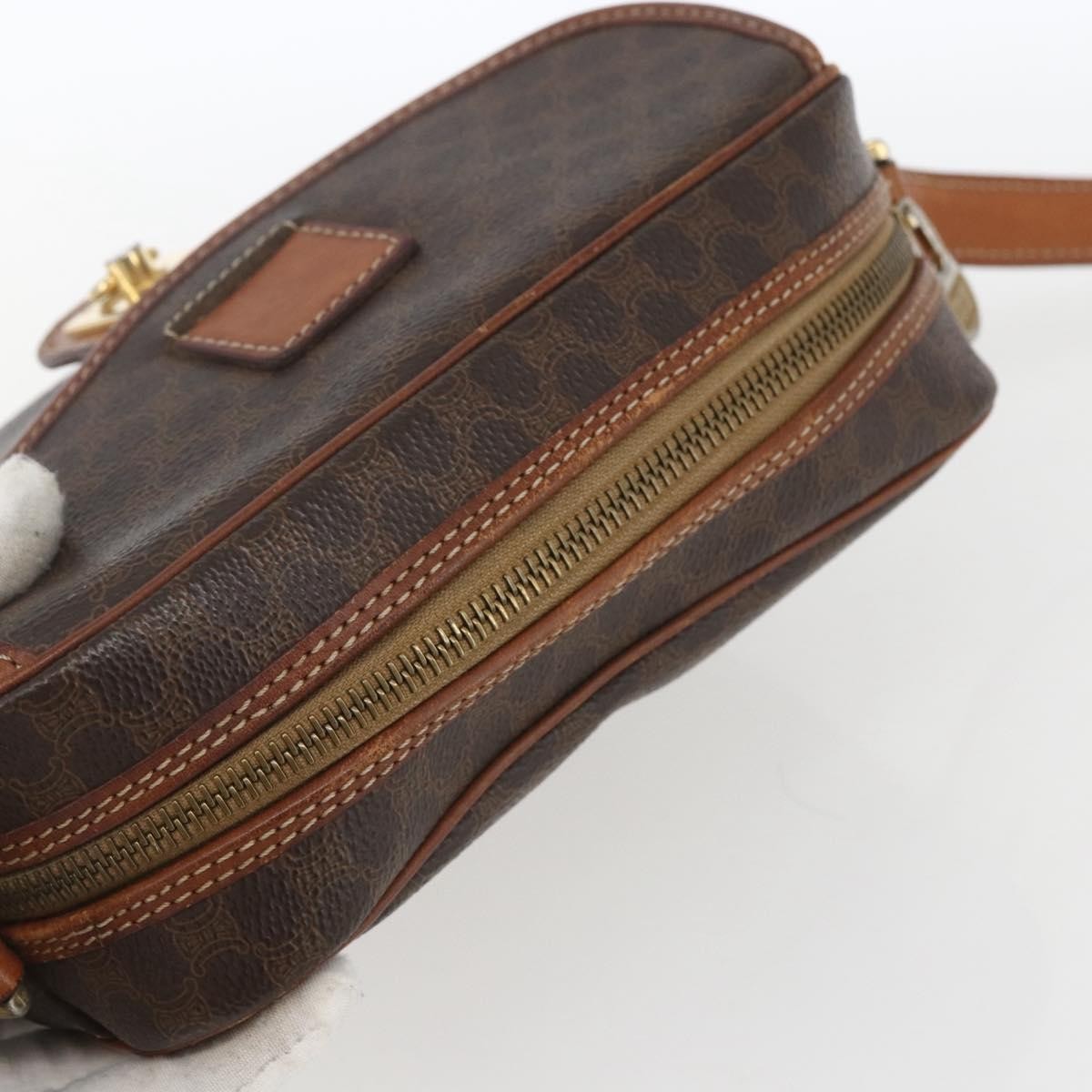 Celine Vintage Macadam Shoulder Bag Canvas and Leather, BROWN, CANVAS, Shoulder bag