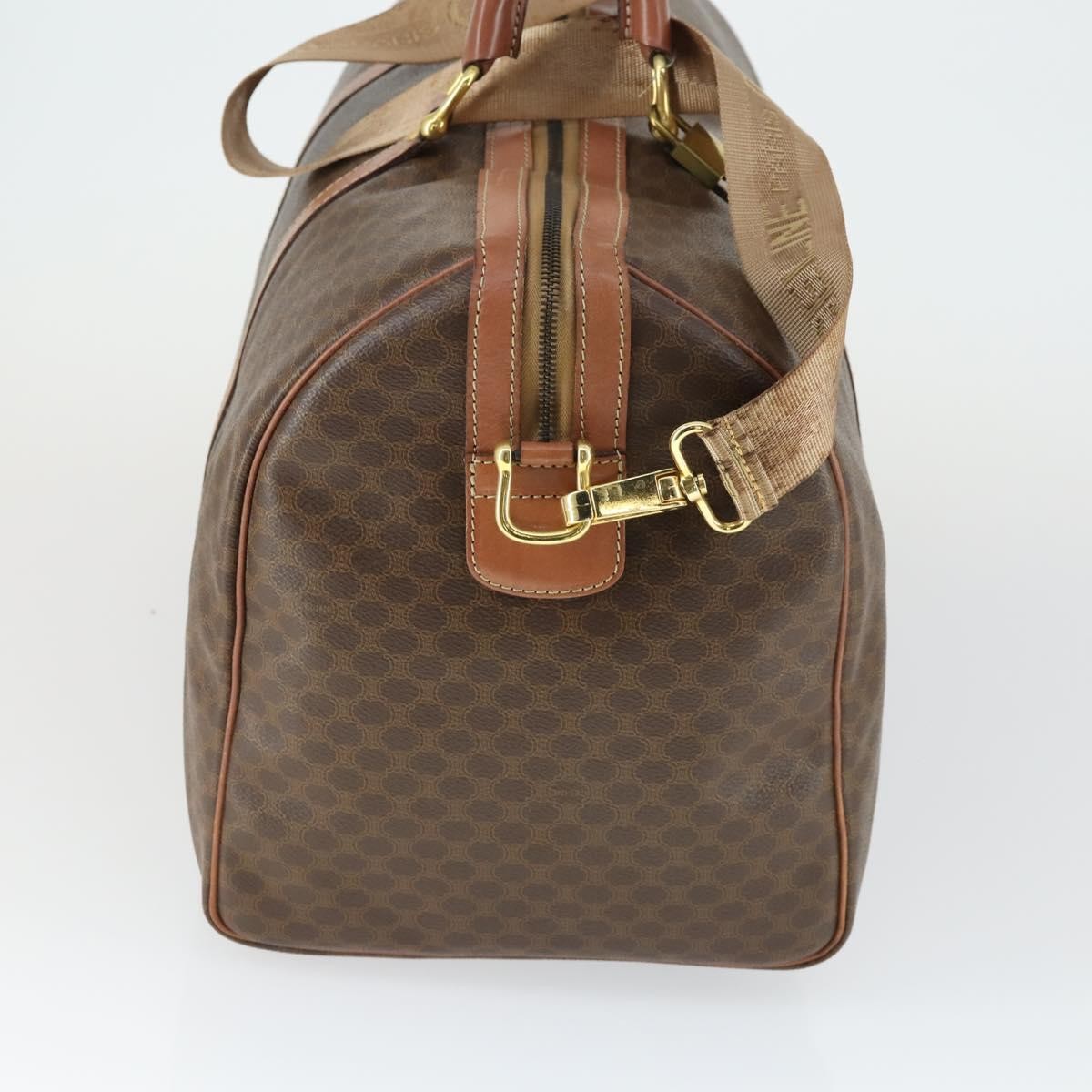 Celine Vintage Duffle Bag Canvas and Leather, BROWN, CANVAS, Travel bag
