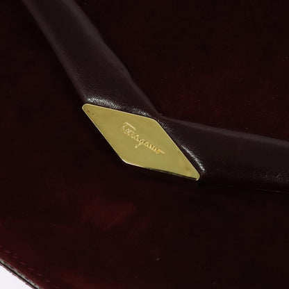 Salvatore Ferragamo Flap Shoulder Bag Suede, BURGUNDY, SUEDE, Shoulder bag