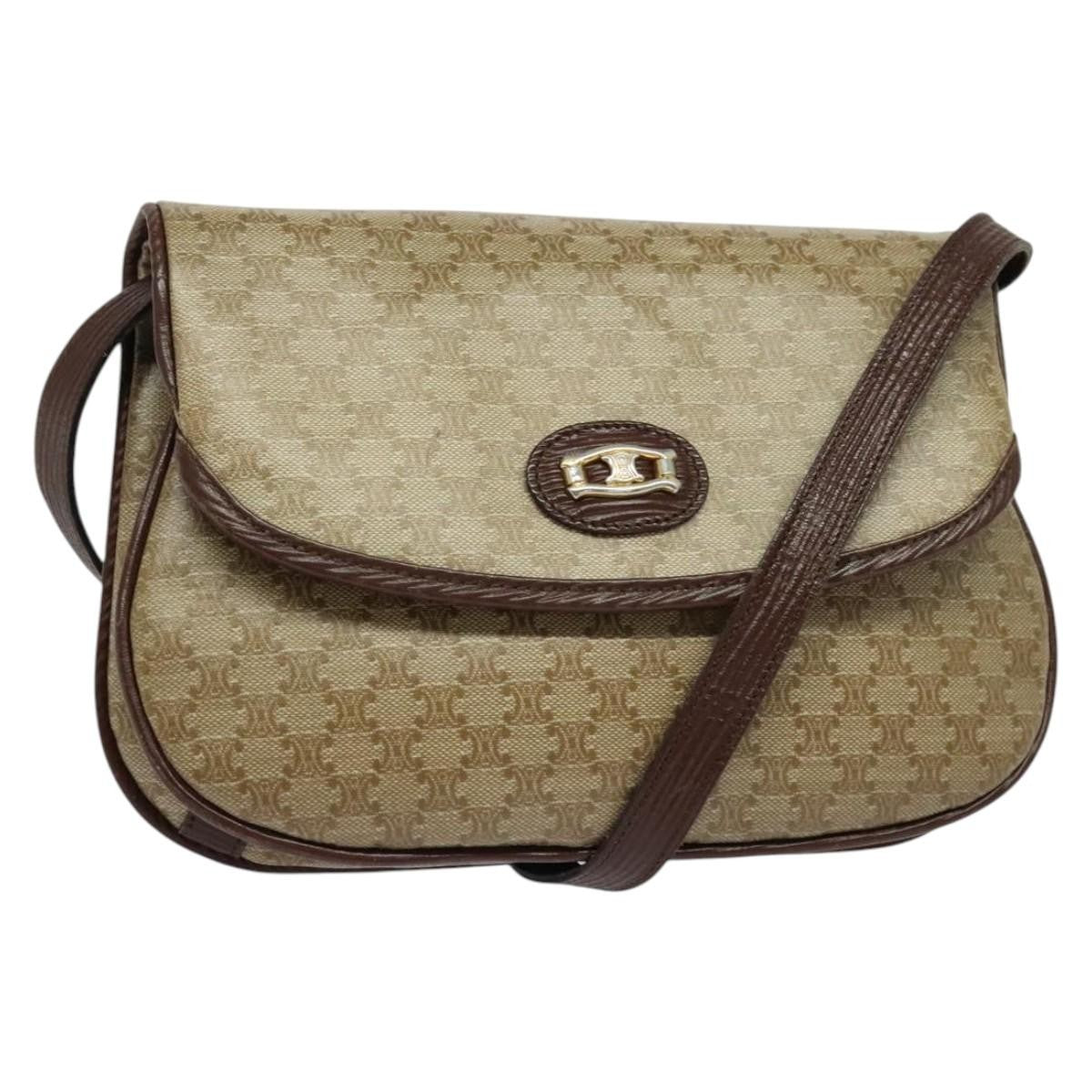 Celine Macadam Shoulder Bag PVC Leather, BEIGE, CANVAS, Shoulder bag