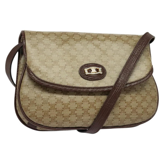Celine Macadam Shoulder Bag PVC Leather, BEIGE, CANVAS, Shoulder bag