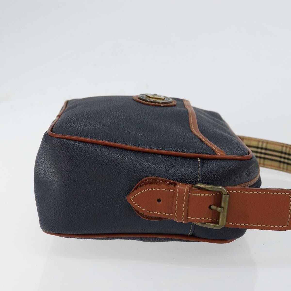 Burberry Vintage Shoulder Bag Leather, NAVY, LEATHER, Shoulder bag