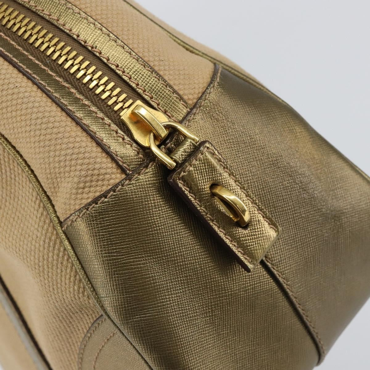 Prada Bowler Bag Canvas with Leather, BEIGE, CANVAS, Handbag