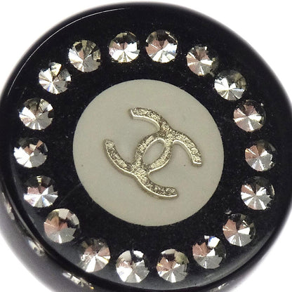 Chanel Vintage CC Round Button Clip-On Earrings Metal, Black, Plastic, Earrings