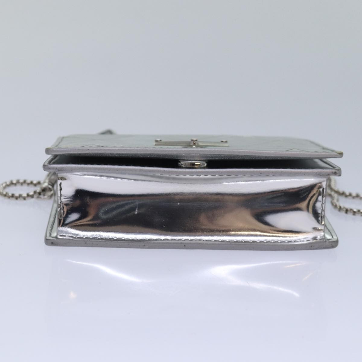 Prada Chain Wallet Embellished Leather, Silver, Leather, Wallet