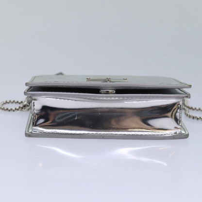 Prada Chain Wallet Embellished Leather, Silver, Leather, Wallet