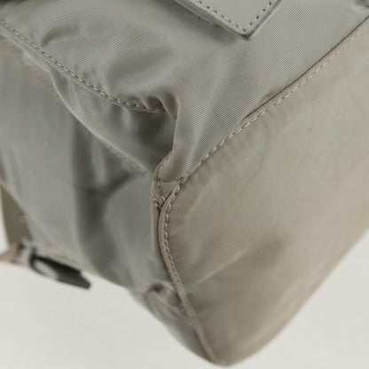 Prada Double Pocket Backpack Chain Shoulder Bag Re-Nylon, Gray, Nylon, Backpack