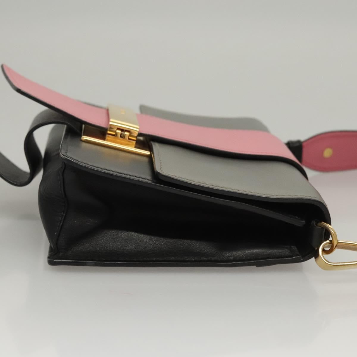 Prada Metal Ribbon Shoulder Bag City Calfskin, GRAY, LEATHER, Shoulder bag