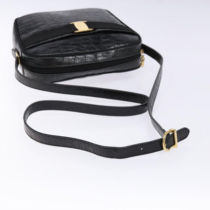 Salvatore Ferragamo Vala Shoulder Bag Leather, BLACK, LEATHER, Shoulder bag