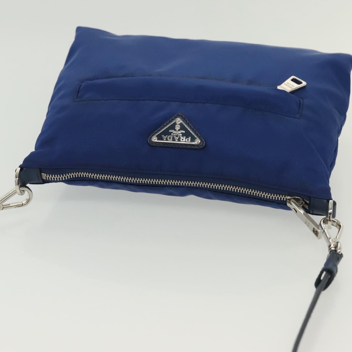 Prada Flat Messenger Tessuto with Leather, Blue, Nylon, Shoulder Bag