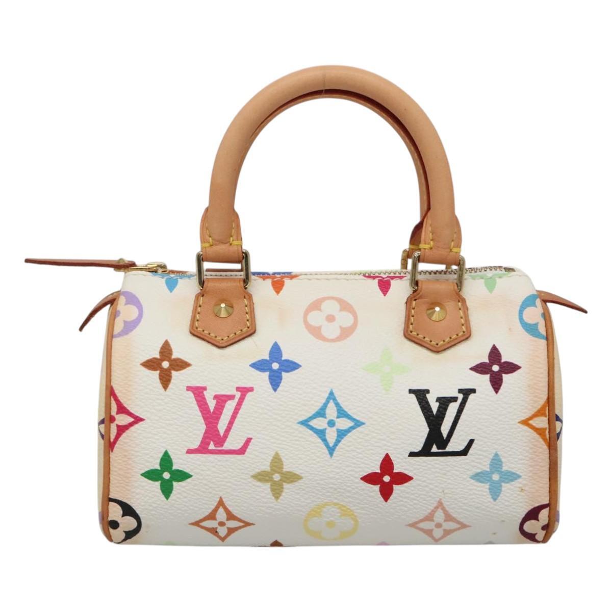 Louis Vuitton Speedy Mini HL Handbag Monogram Multicolor, WHITE, CANVAS, Handbag