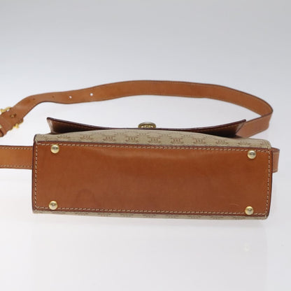 Celine Vintage Macadam Shoulder Bag Canvas and Leather, Beige, Canvas, Shoulder Bag