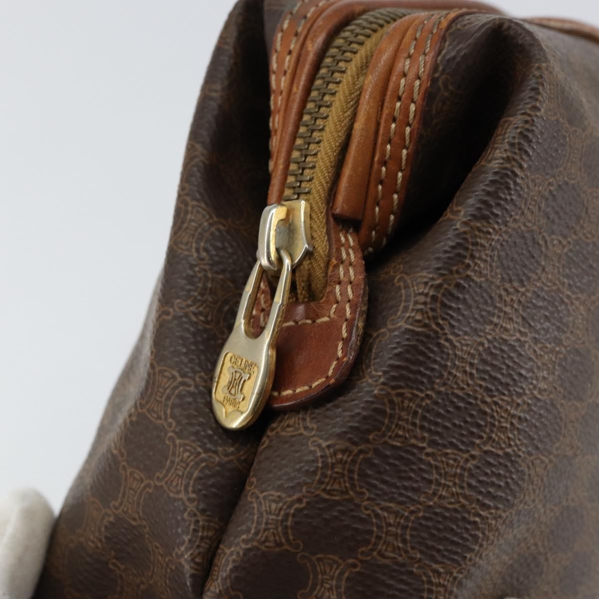Celine Macadam Pochette Canvas and Leather, BROWN, CANVAS, Clutche & pouche