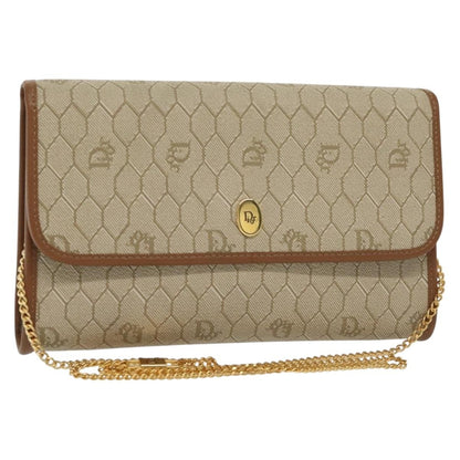 Christian Dior Vintage Honeycomb chain Canvas, BEIGE, CANVAS, Handbag