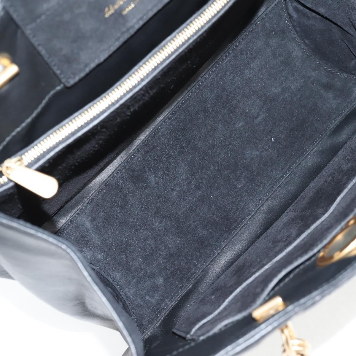 Salvatore Ferragamo Gancini Convertible Tote Quilted Leather, BLACK, LEATHER, Tote bag