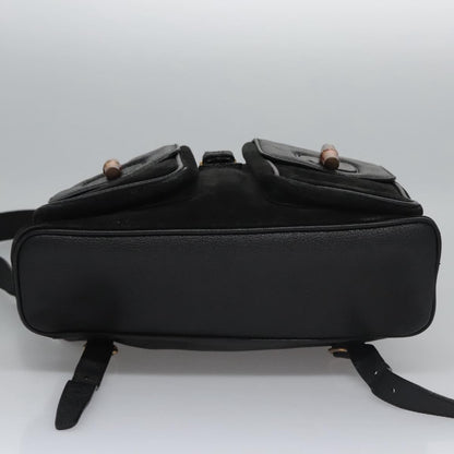 Gucci Vintage Bamboo Backpack Suede and Leather, Black, Suede, Backpack