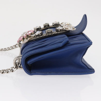 Miu Miu Madras Crystal Buckle Shoulder Bag Leather, Blue, Leather, Shoulder Bag