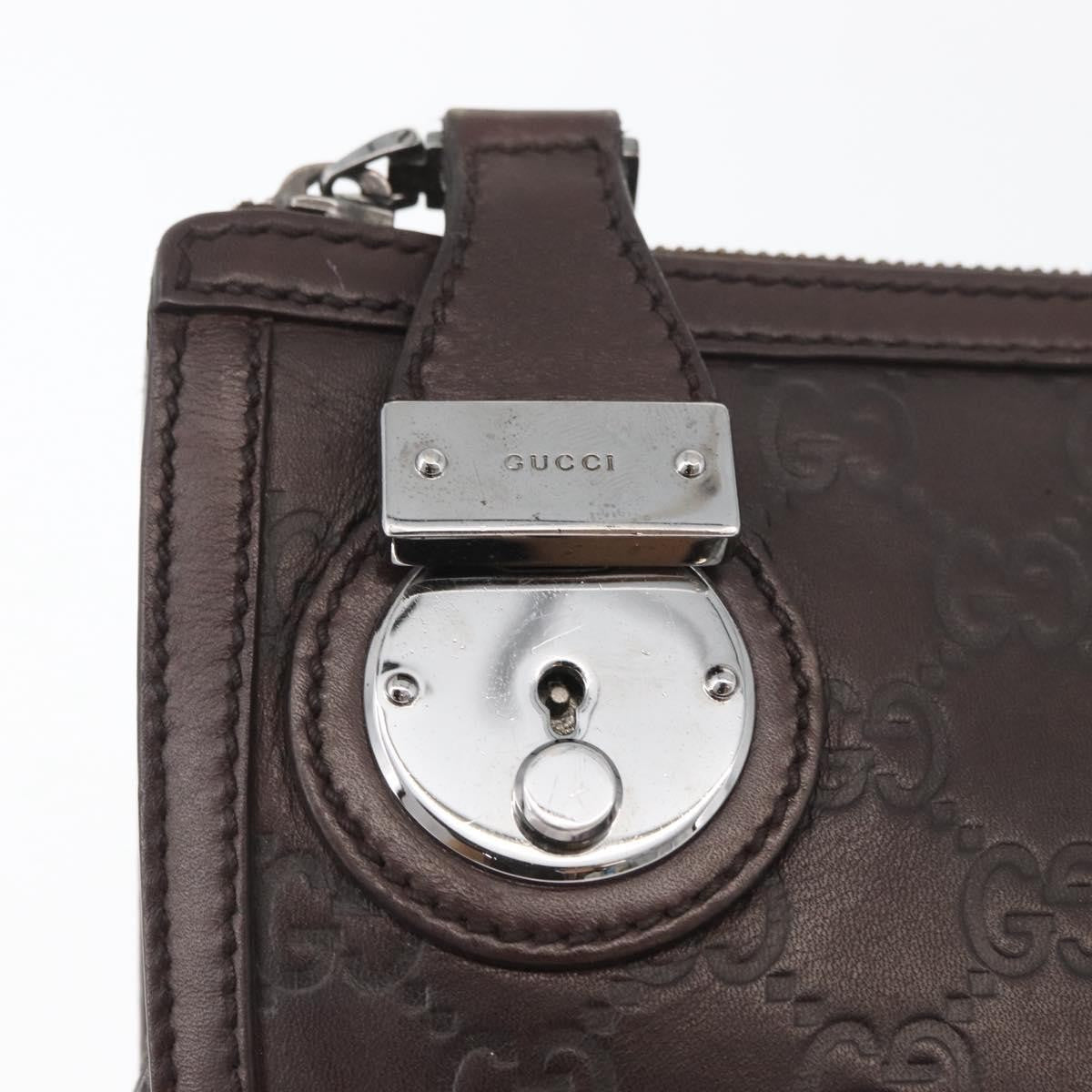 Gucci Zip Pouch Leather, BROWN, LEATHER, Clutche & pouche
